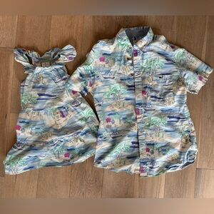 Vineyard Vines Tropical Print Shirt and Girls Dress Dad and Me Outfit Set
